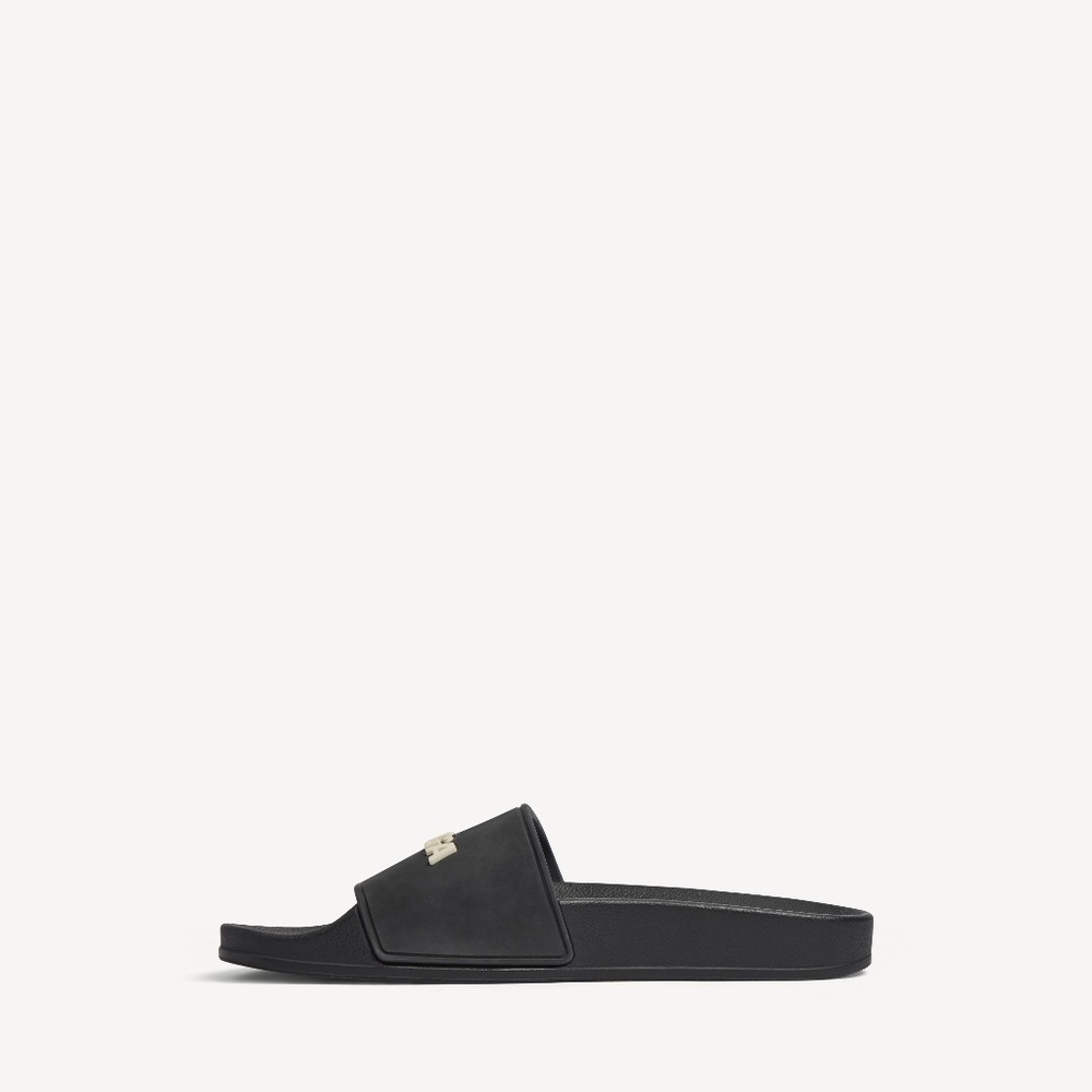 BALENCIAGA MEN'S POOL SLIDE SANDAL IN BLACK/WHITE SIZE 44 - Picture 5 of 5